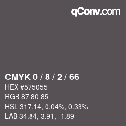 カラーコード: CMYK 0 / 8 / 2 / 66 | qconv.com