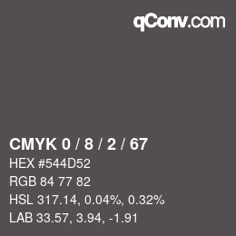 Color code: CMYK 0 / 8 / 2 / 67 | qconv.com