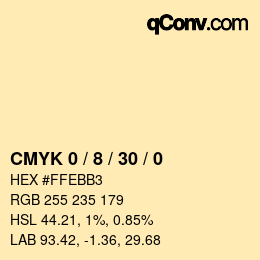 カラーコード: CMYK 0 / 8 / 30 / 0 | qconv.com