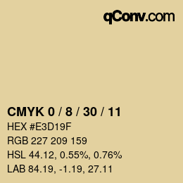 カラーコード: CMYK 0 / 8 / 30 / 11 | qconv.com