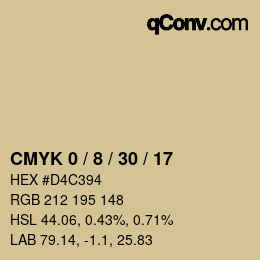 カラーコード: CMYK 0 / 8 / 30 / 17 | qconv.com