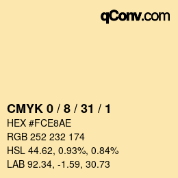 Color code: CMYK 0 / 8 / 31 / 1 | qconv.com