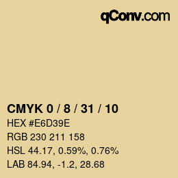 カラーコード: CMYK 0 / 8 / 31 / 10 | qconv.com