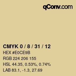 カラーコード: CMYK 0 / 8 / 31 / 12 | qconv.com
