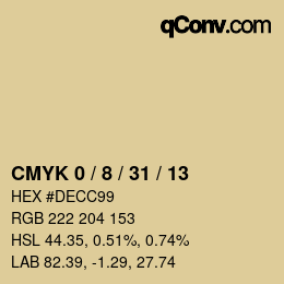 カラーコード: CMYK 0 / 8 / 31 / 13 | qconv.com