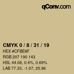 カラーコード: CMYK 0 / 8 / 31 / 19 | qconv.com