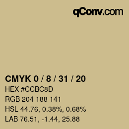 颜色代码: CMYK 0 / 8 / 31 / 20 | qconv.com