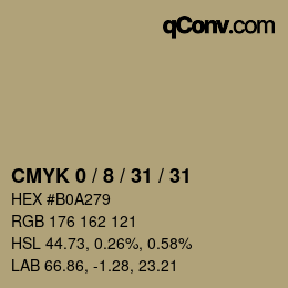 カラーコード: CMYK 0 / 8 / 31 / 31 | qconv.com