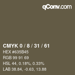 カラーコード: CMYK 0 / 8 / 31 / 61 | qconv.com