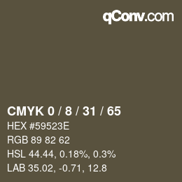カラーコード: CMYK 0 / 8 / 31 / 65 | qconv.com