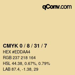 カラーコード: CMYK 0 / 8 / 31 / 7 | qconv.com