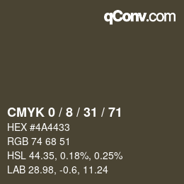 Color code: CMYK 0 / 8 / 31 / 71 | qconv.com