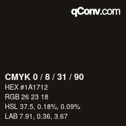 カラーコード: CMYK 0 / 8 / 31 / 90 | qconv.com