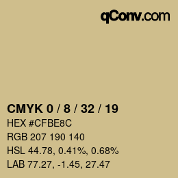 カラーコード: CMYK 0 / 8 / 32 / 19 | qconv.com