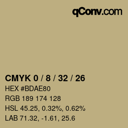 Farbcode: CMYK 0 / 8 / 32 / 26 | qconv.com