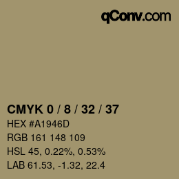 カラーコード: CMYK 0 / 8 / 32 / 37 | qconv.com