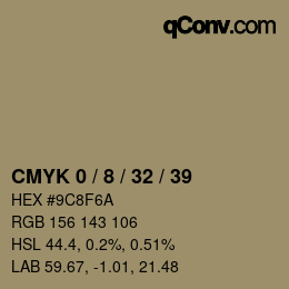 カラーコード: CMYK 0 / 8 / 32 / 39 | qconv.com