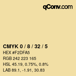 カラーコード: CMYK 0 / 8 / 32 / 5 | qconv.com