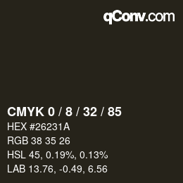 Color code: CMYK 0 / 8 / 32 / 85 | qconv.com