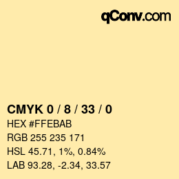 カラーコード: CMYK 0 / 8 / 33 / 0 | qconv.com