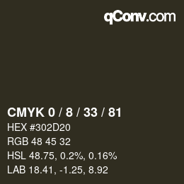 カラーコード: CMYK 0 / 8 / 33 / 81 | qconv.com