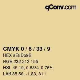 カラーコード: CMYK 0 / 8 / 33 / 9 | qconv.com