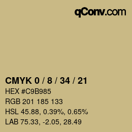 カラーコード: CMYK 0 / 8 / 34 / 21 | qconv.com
