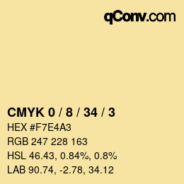 Color code: CMYK 0 / 8 / 34 / 3 | qconv.com