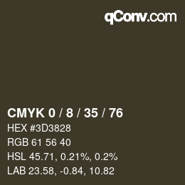 カラーコード: CMYK 0 / 8 / 35 / 76 | qconv.com