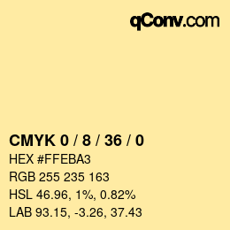 カラーコード: CMYK 0 / 8 / 36 / 0 | qconv.com