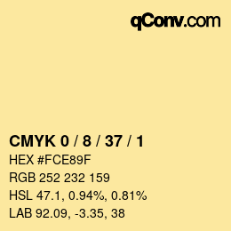 Código de color: CMYK 0 / 8 / 37 / 1 | qconv.com