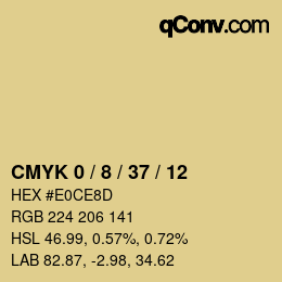 カラーコード: CMYK 0 / 8 / 37 / 12 | qconv.com
