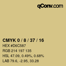 カラーコード: CMYK 0 / 8 / 37 / 16 | qconv.com
