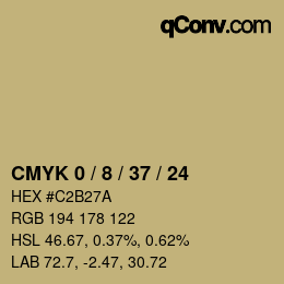 Farbcode: CMYK 0 / 8 / 37 / 24 | qconv.com