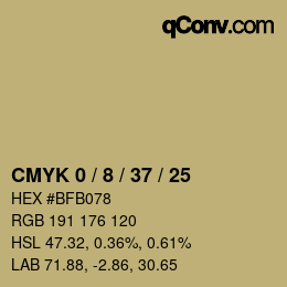 カラーコード: CMYK 0 / 8 / 37 / 25 | qconv.com
