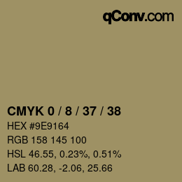 カラーコード: CMYK 0 / 8 / 37 / 38 | qconv.com