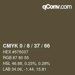 カラーコード: CMYK 0 / 8 / 37 / 66 | qconv.com