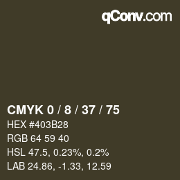 カラーコード: CMYK 0 / 8 / 37 / 75 | qconv.com