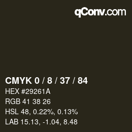 カラーコード: CMYK 0 / 8 / 37 / 84 | qconv.com