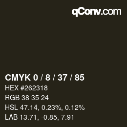 カラーコード: CMYK 0 / 8 / 37 / 85 | qconv.com