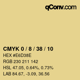 カラーコード: CMYK 0 / 8 / 38 / 10 | qconv.com
