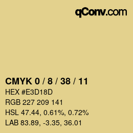 カラーコード: CMYK 0 / 8 / 38 / 11 | qconv.com