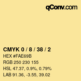 カラーコード: CMYK 0 / 8 / 38 / 2 | qconv.com