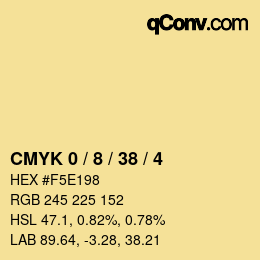 颜色代码: CMYK 0 / 8 / 38 / 4 | qconv.com