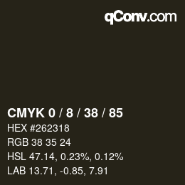 カラーコード: CMYK 0 / 8 / 38 / 85 | qconv.com