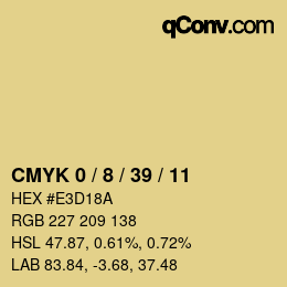 カラーコード: CMYK 0 / 8 / 39 / 11 | qconv.com