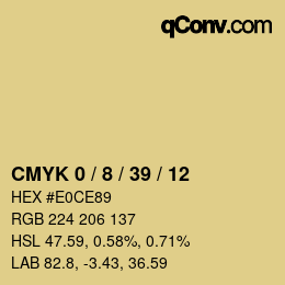 カラーコード: CMYK 0 / 8 / 39 / 12 | qconv.com