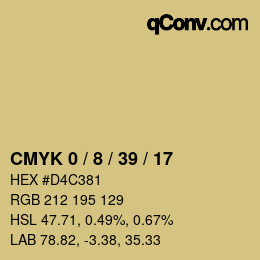 カラーコード: CMYK 0 / 8 / 39 / 17 | qconv.com