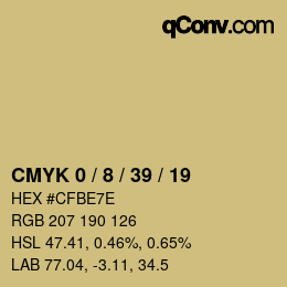 カラーコード: CMYK 0 / 8 / 39 / 19 | qconv.com