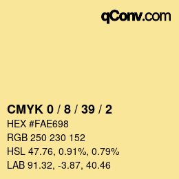 カラーコード: CMYK 0 / 8 / 39 / 2 | qconv.com